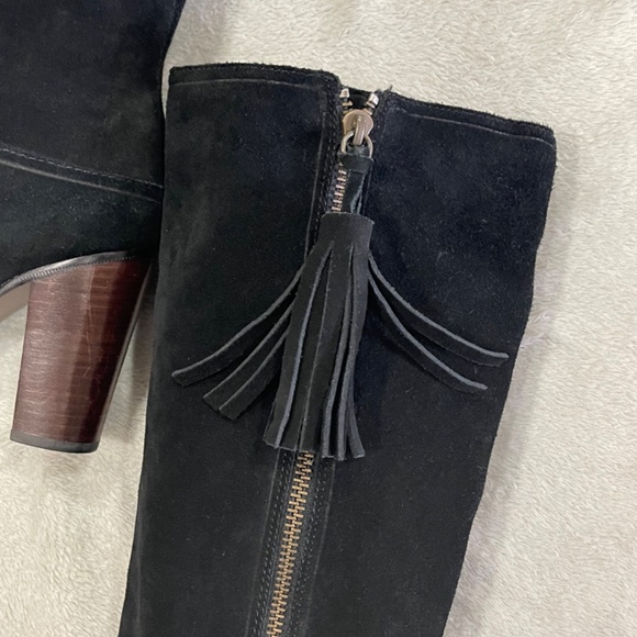 Coach Black Suede Therese Fringe Knee High Boots Size 7 - Picture 3 of 12